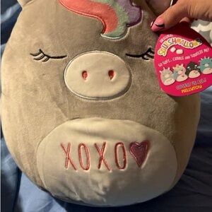 Squishmallows Gray Unicorn Plush with Pastel Rainbow Mane